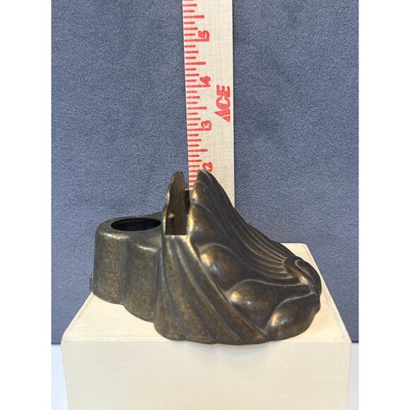 Antique Cast Metal Sea Shell Mini Lamp Base Vintage Scalloped Lamp Base Parts - Picture 7 of 8